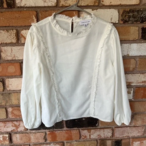 Something Navy Raw Edge Corduory Top blouse - Picture 9 of 9